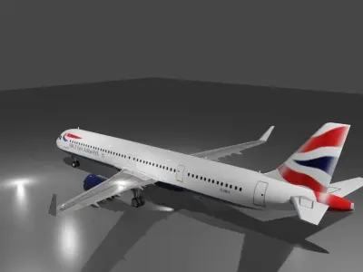 British airways airbus a321neo 3d model Low-poly 3D model