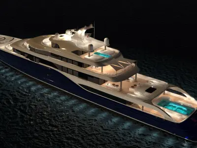 Symphony Superyacht Night Scene 3D model
