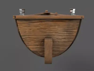 Canoe with Paddle Low-poly 3D model
