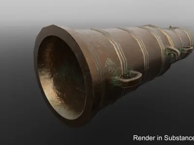 Medieval stone cannon supergun Faule Mette Low-poly 3D model