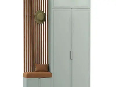 hallway set 3 wardrobe with bench Free 3D model