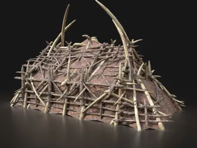 ORC CAMP VILLAGE HOUSE PRIMAL TENT HUNT BUILDER PACK COLLECTION Low-poly 3D model