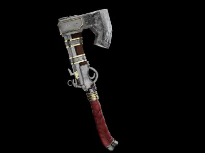 Ax Gun Low-Poly 3D Model Free 3D model