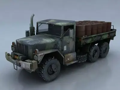 M35A3b military truck with barrels Low-poly 3D model