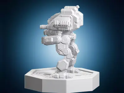 Bipedal Combat Mech Miniature 3D print model