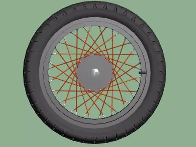 Spoked wheels and tires 3D model