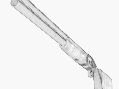 Over-under Double Barreled Shotgun Low-poly 3D model