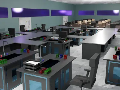 Laboratory Interior Low-poly 3D model get