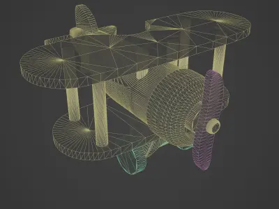 Wooden Old Airplane Toy 3D model