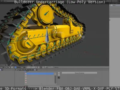 Bulldozer Undercarriage Rigged and Animated - Low-Poly Version Low-poly 3D model