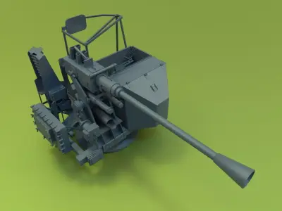 HN Bofors 40mm 1x1 Low-poly 3D model