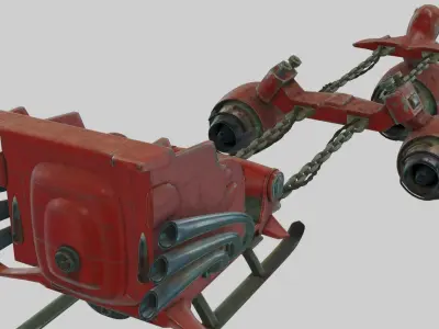 Low Poly Dieselpunk Santa Sleigh With PBR Materials Low-poly 3D model