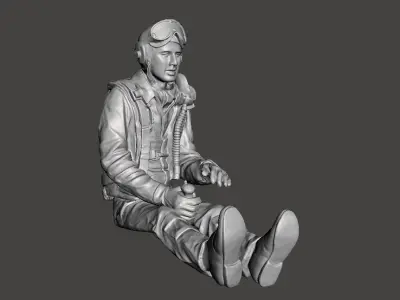WWII USAF P-51 Mustang pilot 3D print model
