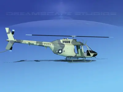 Bell OH-58B US Army 5 3D model