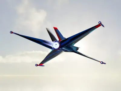 Futuristic Jet Fighter Game Ready 3D Model Low-poly 3D model