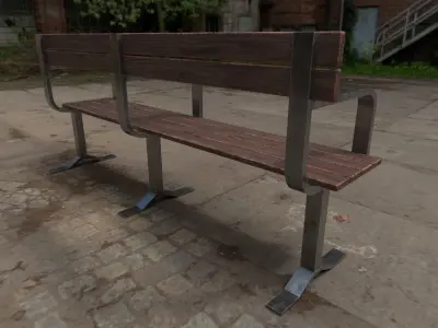 central bench  Low-poly 3D model