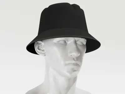Bucket Hat - Black PBR 4K Low-poly 3D model