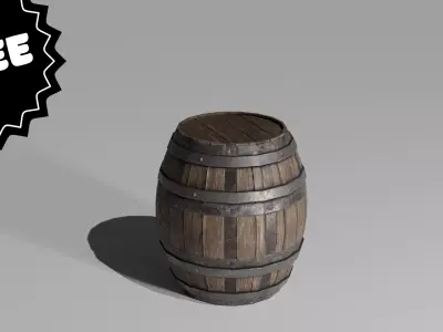 Low Poly Wooden Barrel Game Ready 3D Model Free Download Free low-poly 3D model