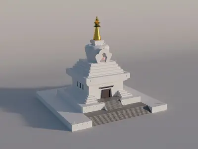Buddha Temple Low-poly 3D model