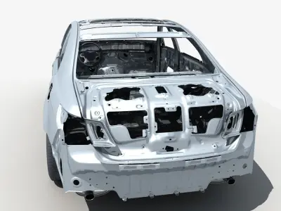 Car Frame with Chassis Engine 02 3D model