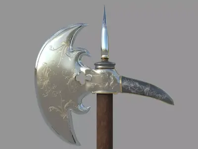 Medieval Halberd Low-poly 3D model