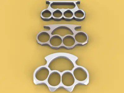 HAND BRASS KNUCKLES KNUCKLE DUSTER SELF DEFENSE FIST LOAD GRIP 3D model