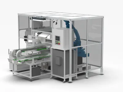 Automatic Industry Parts Water Cutting and Punching Line 3D model