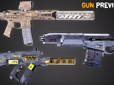 30 Professional Sci-Fi Gun and Textures Vol 16 Low-poly 3D model