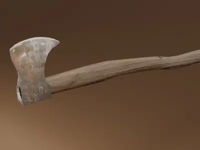 Battled axe Low-poly 3D model