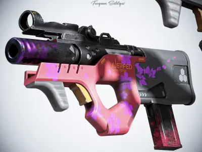 Sci-fi SMG Nerfed Kaku Peter Edition Low-poly 3D model