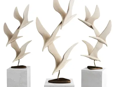 Birds modern art Low-poly 3D model