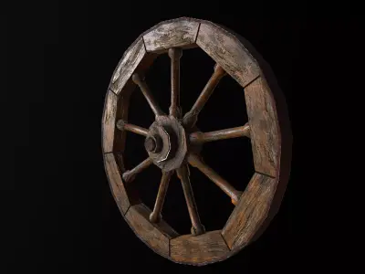 Wagon Wheel 8 Low-poly 3D model