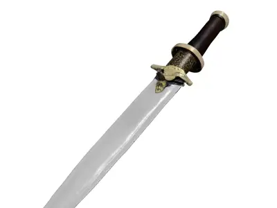 Fantasy Dagger with Golden Hilt 3D model