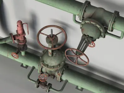Industrial pipes-valves 3D model