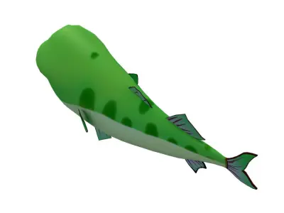 Striped Bass Fish Cartoon Animated Low-poly 3D model