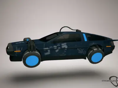 Cyberpunk Flying Car DeLorean Free 3D model