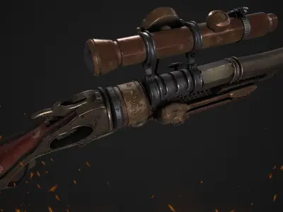 Gun low poly 3d model sniper rifle from star wars force awakens 3D model