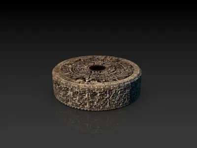 Aztec stone of tizoc Low-poly 3D model