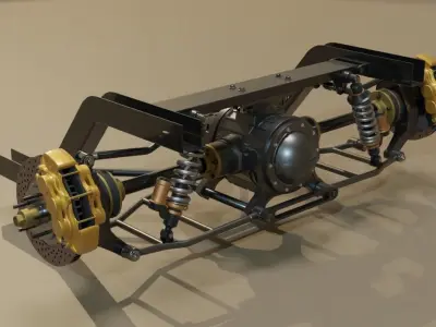 Racing Rear car truck suspension V2 Low-poly 3D model