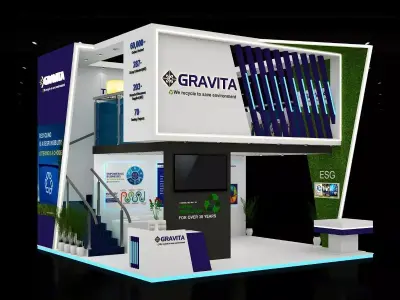 6mtr x 6mtr expo stall 3side open Exhibition Stand Free low-poly 3D model