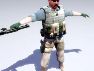 PMC Operator Mercenary Low-poly 3D model