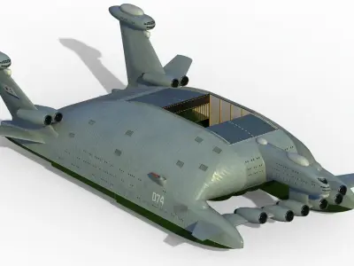 Bartini A-2500 WIG aircraft carrier 3D model