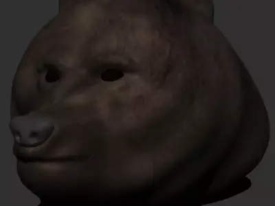Bear 3D model head with eyes 3D model