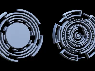 100 Sci-fi Hologram Base Mesh Pack Low-poly 3D model