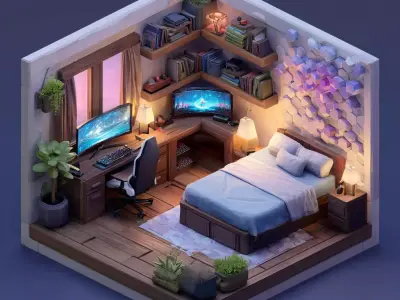 FREE Isometric Rooms Free low-poly 3D model