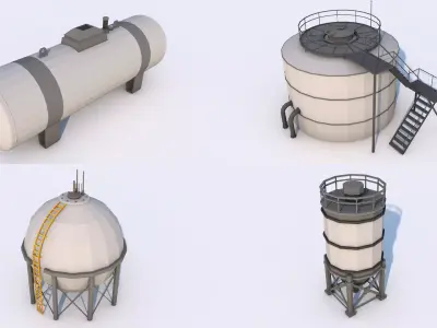 Industrial Storage Tank Low-poly 3D model