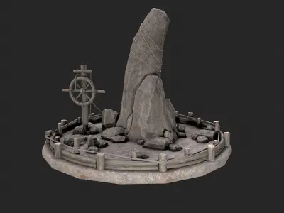 Viking Runestone Totem Collection Low-poly 3D model