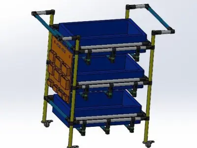 Handcart storage cart with bins 3D model
