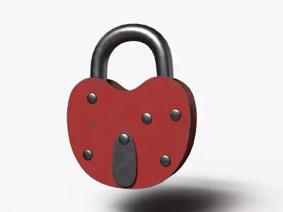 Padlock Mid Poly with Loop Rivets Keyhole and Cap 3D model
