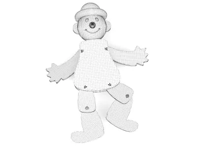 Wooden toy clown 3D model
